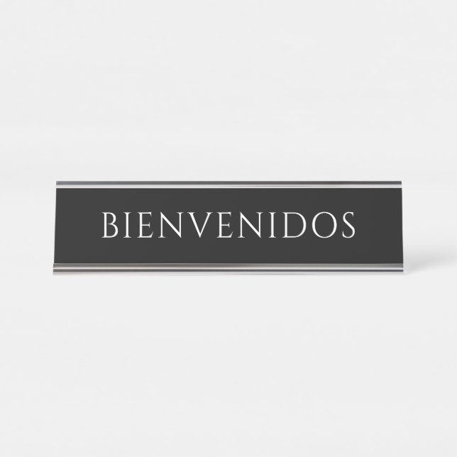 Nombre Elegante placa de bienvenida en negro (Anverso)