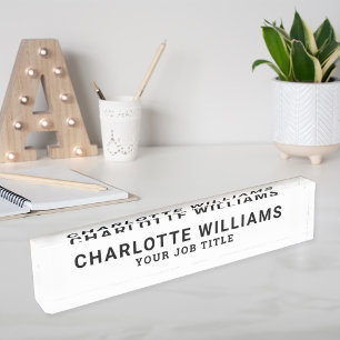 Nombre Elegante Placa de Escritorio de Acrílico Blanco pa
