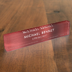 Nombre Elegante Placa de Negocios Metálica Roja Profesion