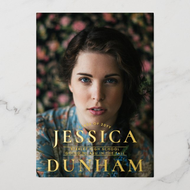 Nombre en negrita Invitación al Relieve metalizado (Anverso)