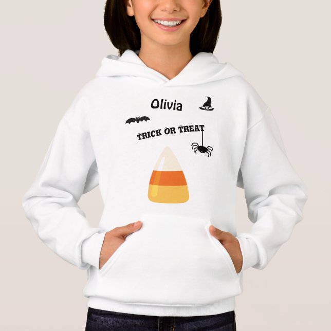 Nombre en sudadera con capucha para niños decorada (Anverso)