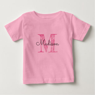 Nombre esbozado Monograma Niña Bebé Camiseta