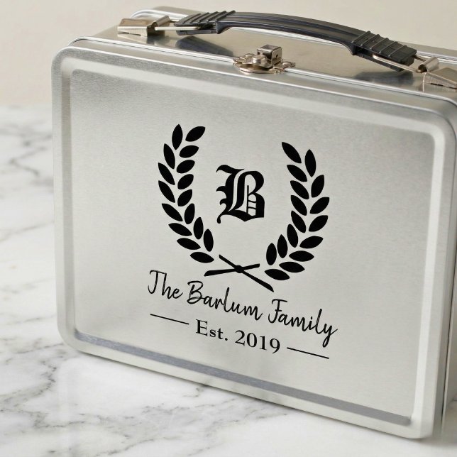 Nombre familiar personalizado Monograma Caja de al (Personalized Family Name Monogram Metal Lunch Box)