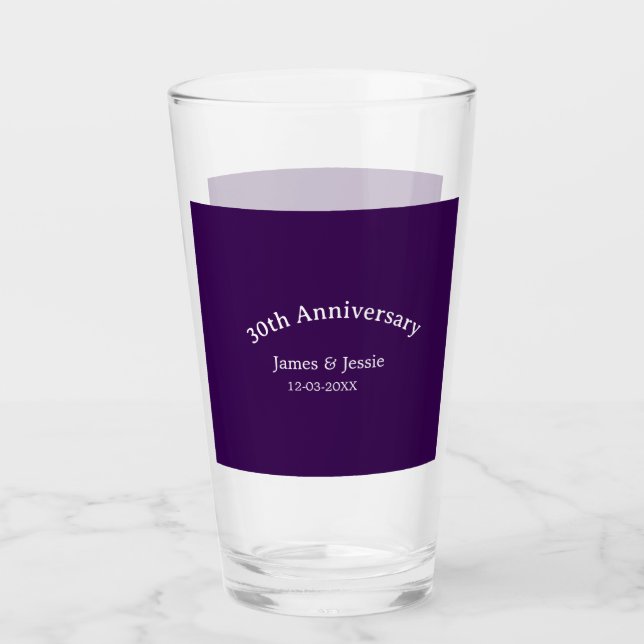 nombre fecha aniversario de bodas 30º simple púrpu (Anverso)