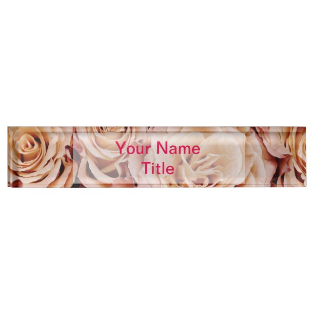 Nombre Flor subió placa de identificación rosada de (Anverso)
