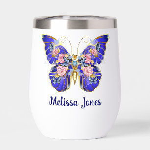 Nombre floral de mariposa dorada rosa azul lindo