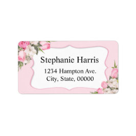 Nombre floral Dirección Pegatina Roses rosados
