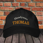 "Nombre" HANDYMAN gorra de béisbol bordada / oro<br><div class="desc">Gorras bordados: Capa clásica de béisbol de moda dorada / negra con el texto "HANDYMAN" y tu "nombre" para el mejor hombre de mano del mundo,  repara al maestro,  arregla todo / gorras de negocios</div>