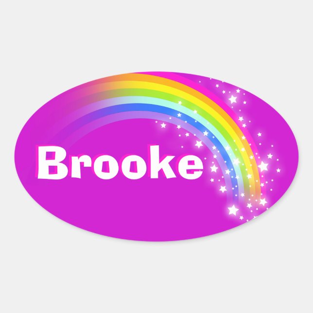 Nombre ID Brooke pegatinas del arco iris rosa mora (Anverso)