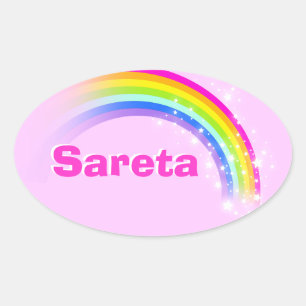 Nombre ID Sareta pegatinas de arcoiris rosa