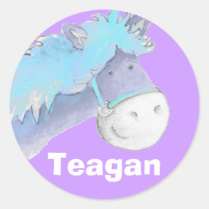 Nombre ID "Teagen blue purple horse pegatinas