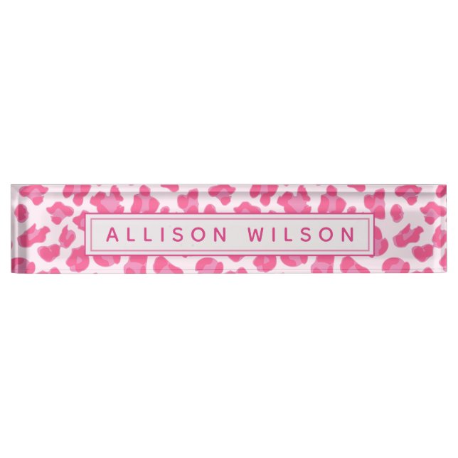 Nombre Impresión de leopardo rosa - Placa personalizada d (Anverso)