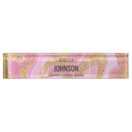 Nombre Mármol rosa dorado moderno y preciado - placa de l