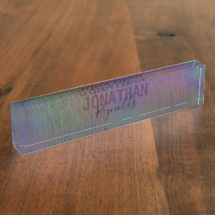 Nombre Metalizado holográfico moderno - placa de n