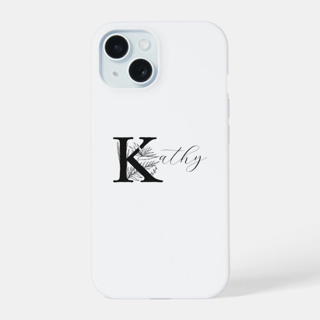 NOMBRE MODERNO DE MONOGRAMA BLANCO CON FLORAL K IN (Reverso )