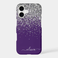 Nombre Monograma Glitter Rosa Purpura Plateado