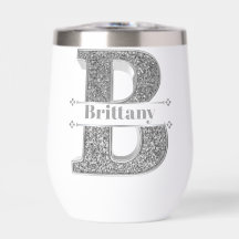 Nombre Monograma Personalizado Letra Inicial Plata