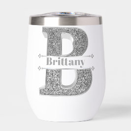 Nombre Monograma Personalizado Letra Inicial Plata