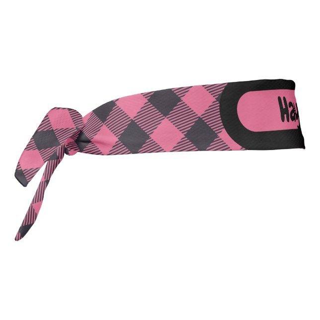 Nombre Monograma Tapado de búfalo rosa y negro | (Girar 270)