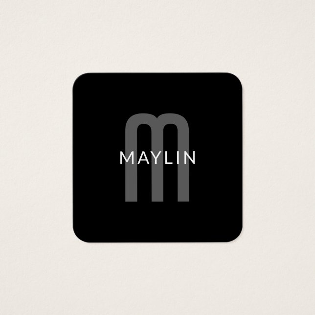 Nombre Monogramado de aspecto moderno | Blanco gri (Anverso)