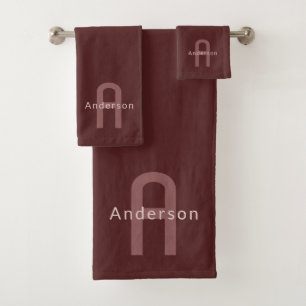 Nombre Monogramado de aspecto moderno   Maroon Red