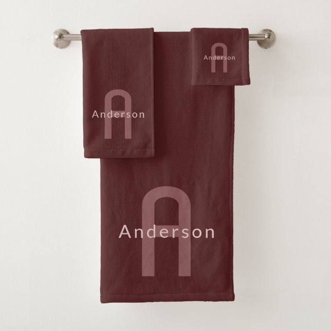 Nombre Monogramado de aspecto moderno | Maroon Red (In situ)