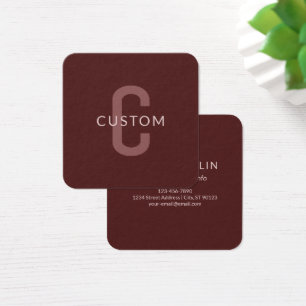 Nombre Monogramado de aspecto moderno   Maroon Red