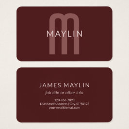 Nombre Monogramado de aspecto moderno | Maroon Red