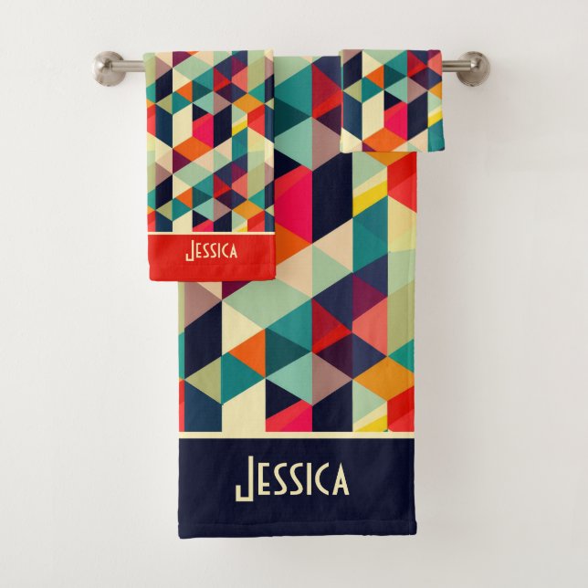 Nombre monogramado de RETRO de patrón geométrico 3 (In situ)