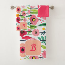 Nombre monogramado del patrón floral acuarela