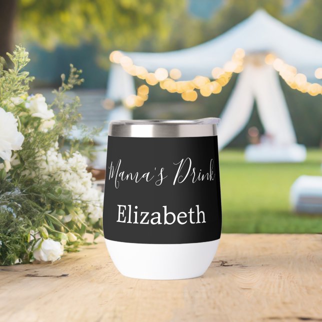 Nombre Monogramado Mama's Drink Negro Blanco (Boda)