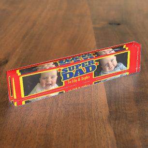 Nombre Niños super papá nombrados y placa de escritorio d