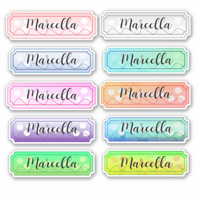 Nombre Pegatina conjunto colores hermosos (Anverso)