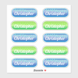 Nombre Pegatina Establecer azul y verde