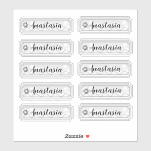 Nombre Pegatina Set Silver Flowers