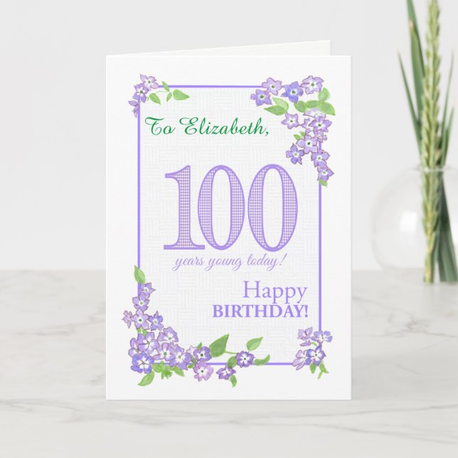 Nombre personalizado 100º cumpleaños con tarjeta d (Anverso)