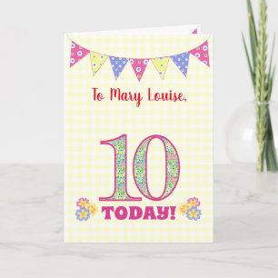 Nombre personalizado 10.ª tarjeta de Bunting Primr