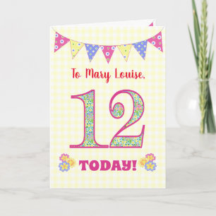 Nombre personalizado 12.ª tarjeta de Bunting Primr