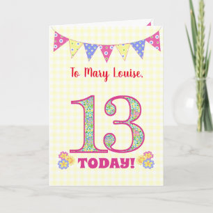 Nombre personalizado 13.ª tarjeta de Bunting Primr