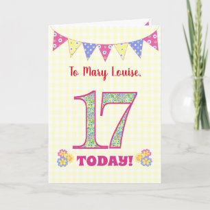 Nombre personalizado 17.ª tarjeta de Bunting Primr