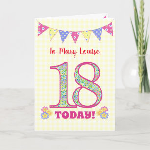 Nombre personalizado 18ª tarjeta de Bunting Primro