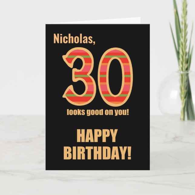 Nombre personalizado 30 cumpleaños para su tarjeta (Anverso)