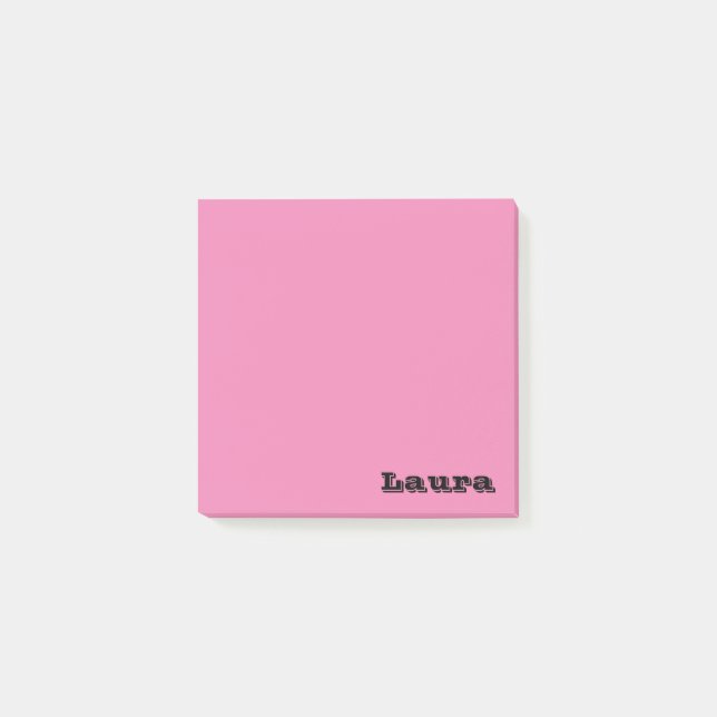 Nombre personalizado 3" x 3" Notas Post-it rosas (Anverso)