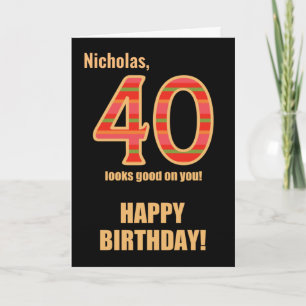 Nombre personalizado 40 cumpleaños para su tarjeta