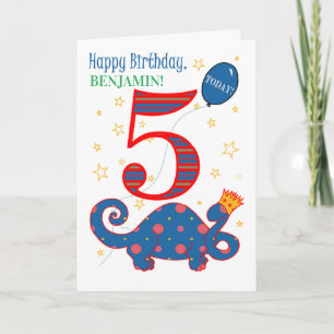 Nombre personalizado 5º cumpleaños con tarjeta de