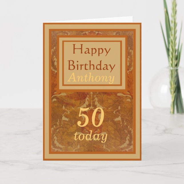 Nombre personalizado 50.ª tarjeta de cumpleaños (Anverso)