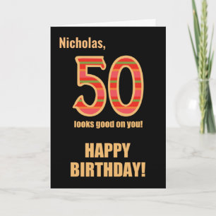 Nombre personalizado 50 cumpleaños para su tarjeta