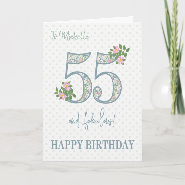 Nombre personalizado 55ª tarjeta de cumpleaños Flo (Anverso)