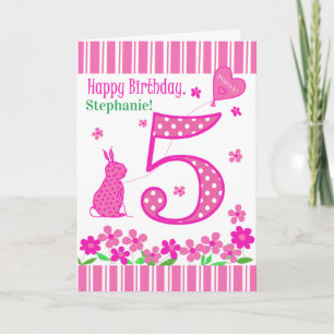 Nombre personalizado 5 cumpleaños con tarjeta cony