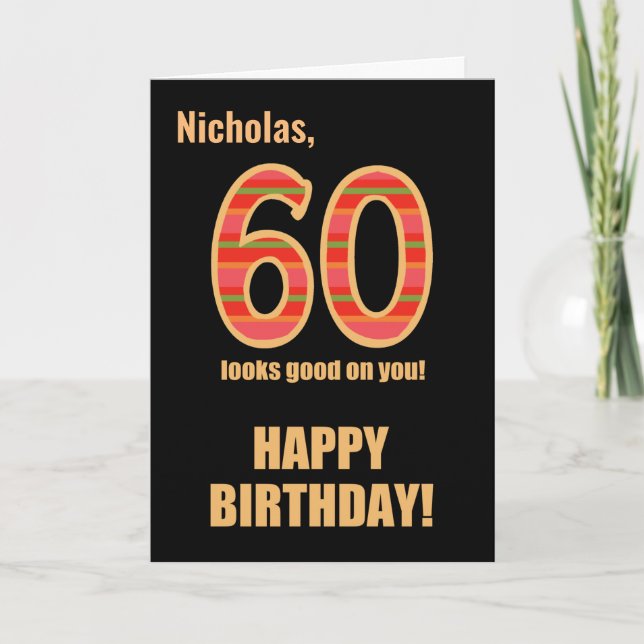 Nombre personalizado 60 cumpleaños para su tarjeta (Anverso)